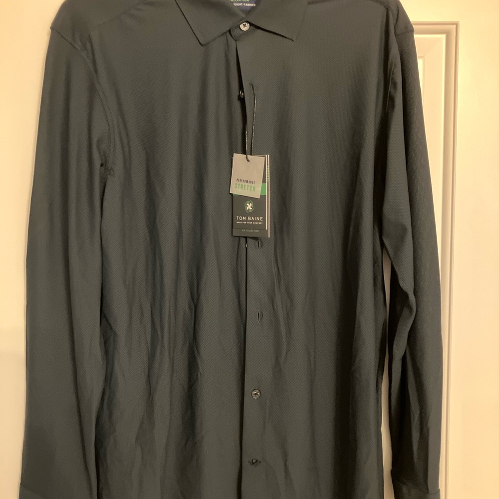 Tom Baine Men's Navy Casual Button Down Shirt
